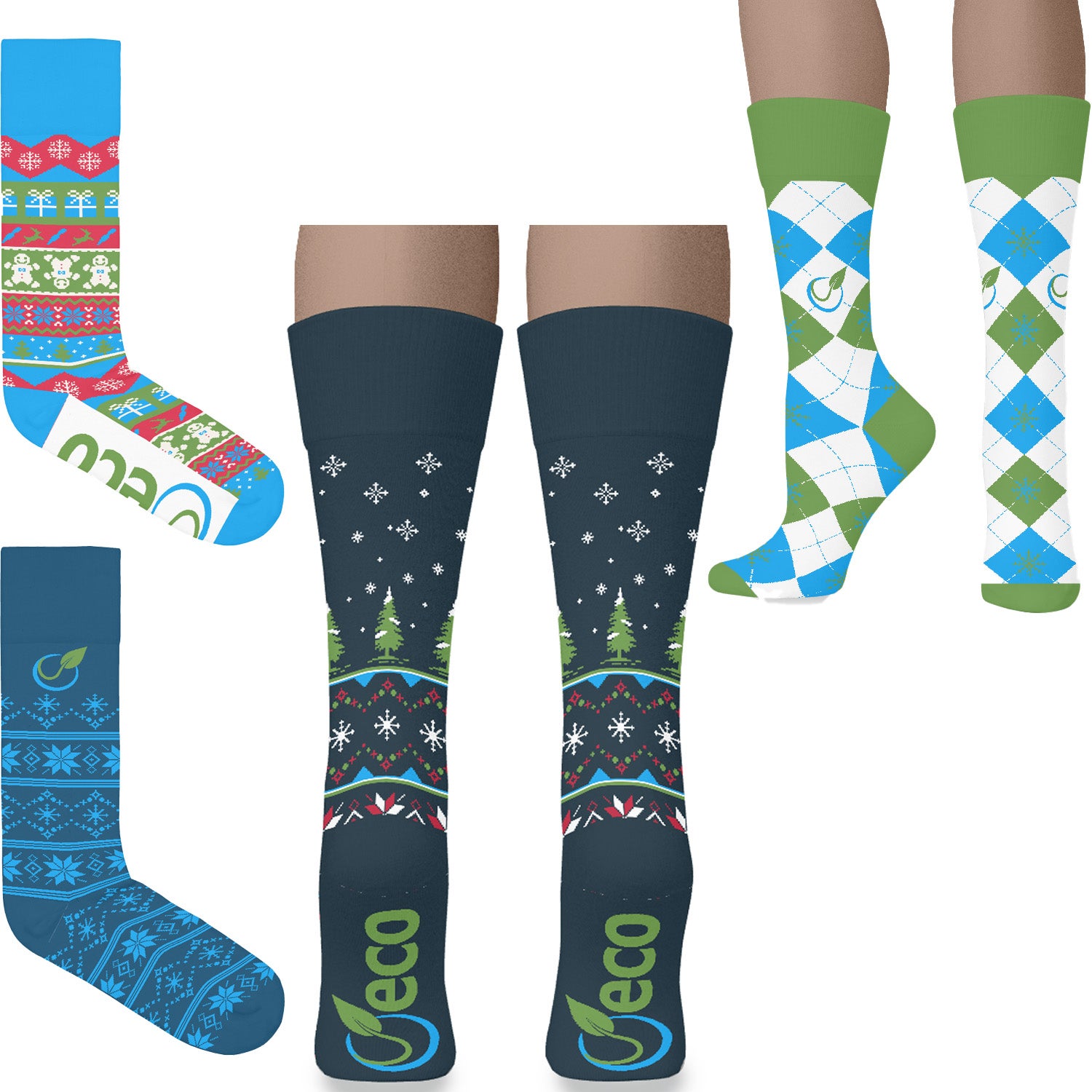 Custom Cotton Ugly Sweater Socks USA Made Eco Promotional Products